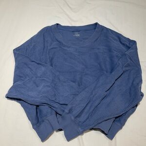 Blue Ribbed Crewneck Sweater